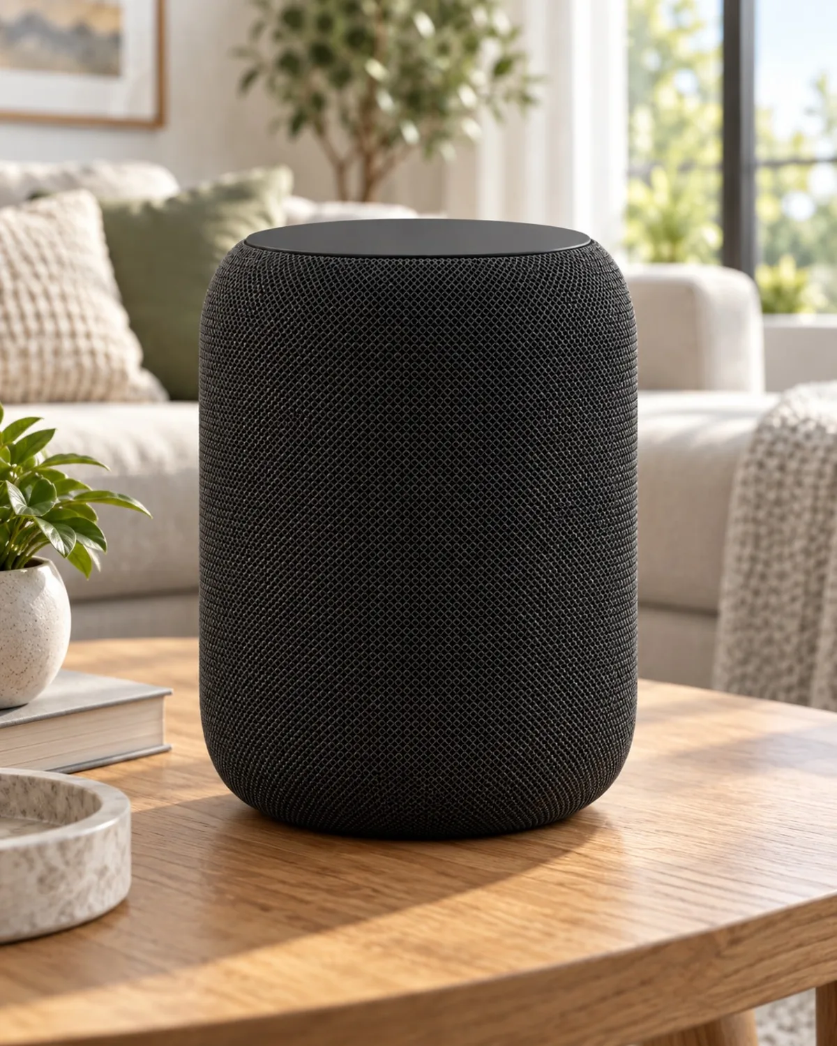 The Alexsay speaker on a table in a living room