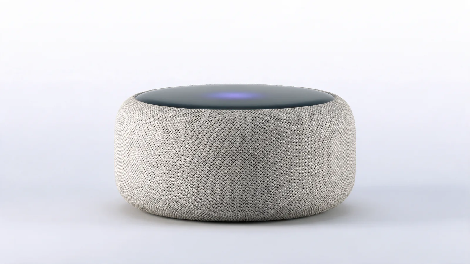 The Alexsay speaker in light grey fabric, seen from the front