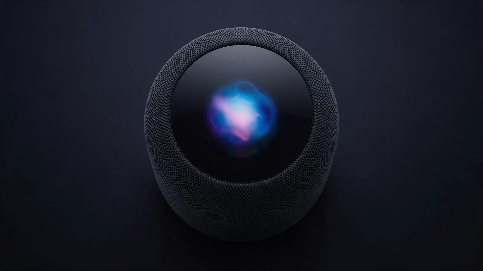 The Alexsay speaker from above, its top glowing while it listens